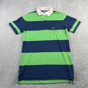 Gap Polo Shirt Mens Medium Blue Green Rugby Stripes Classic Fit Preppy NEW‎ NWOT